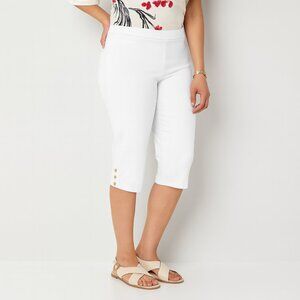 Liz Claiborne “Alyssa” White Pedal Pusher Pants Pull-On Comfort Waist Size 18 NW